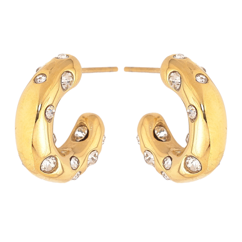 Сережки Нержавіюча сталь пусети "Дуги із вставками кристалів" фото №7