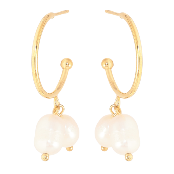 Сережки Нержавіюча сталь пусети "Дуги з перлинними підвісками" фото №20