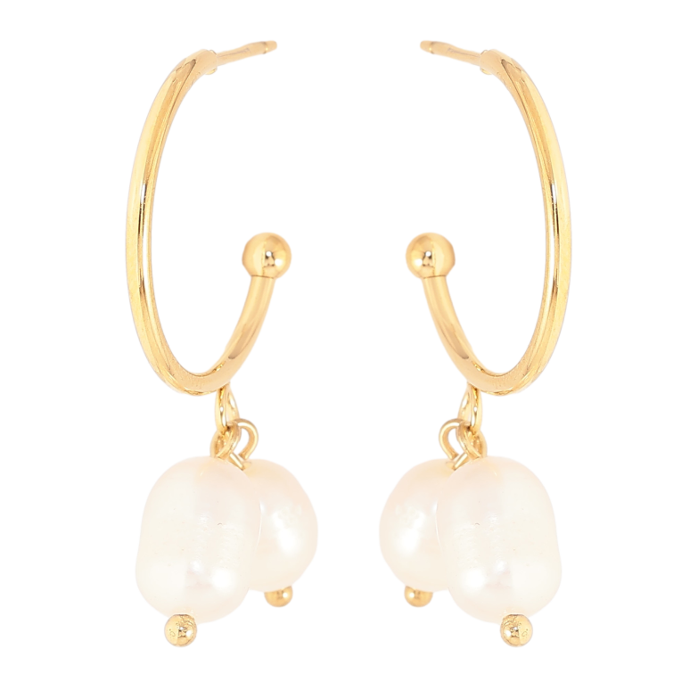 Сережки Нержавіюча сталь пусети "Дуги з перлинними підвісками" фото №8