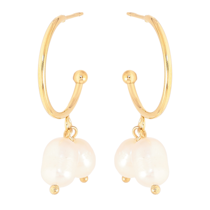 Сережки Нержавіюча сталь пусети "Дуги з перлинними підвісками" фото №1