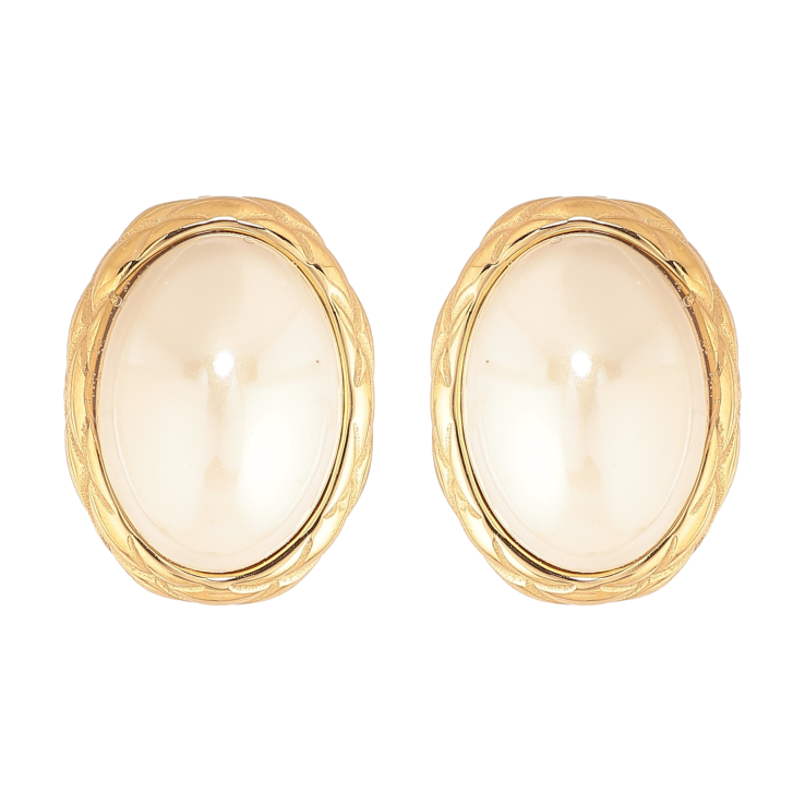 Сережки Нержавіюча сталь пусети "Перлинні овали" фото №2