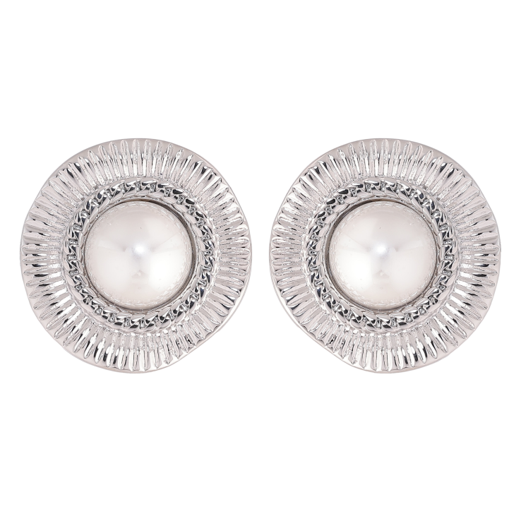 Серьги Нержавеющая сталь пусеты "Цветочки с жемчужинами" фото №8