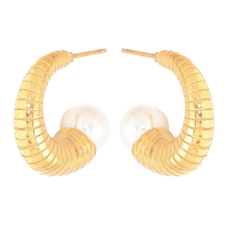 Сережки Нержавіюча сталь пусети "Дуги з перлинами" фото №8