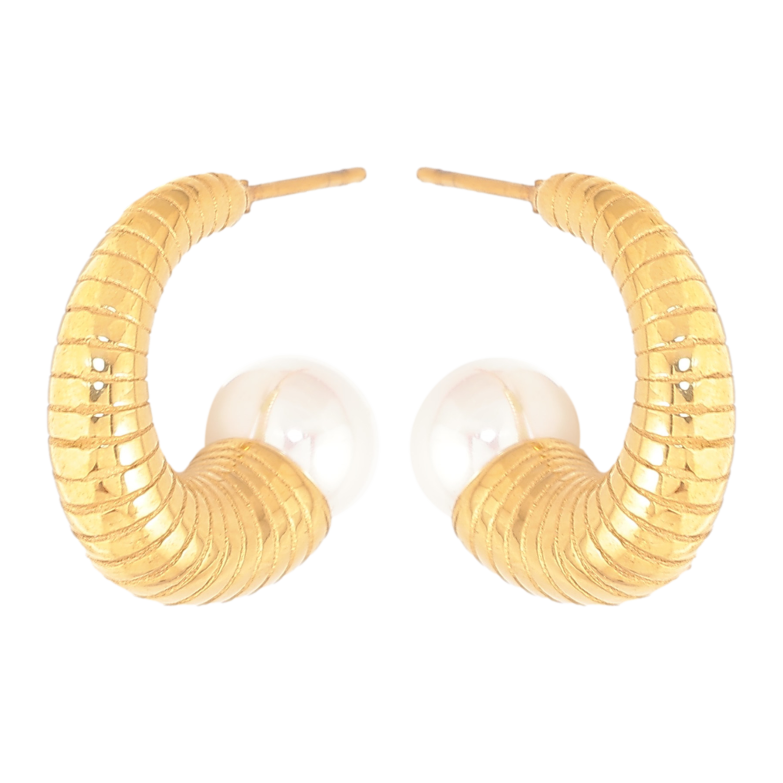 Сережки Нержавіюча сталь пусети "Дуги з перлинами" фото №1 Сережки Нержавіюча сталь пусети "Дуги з перлинами" фото №1