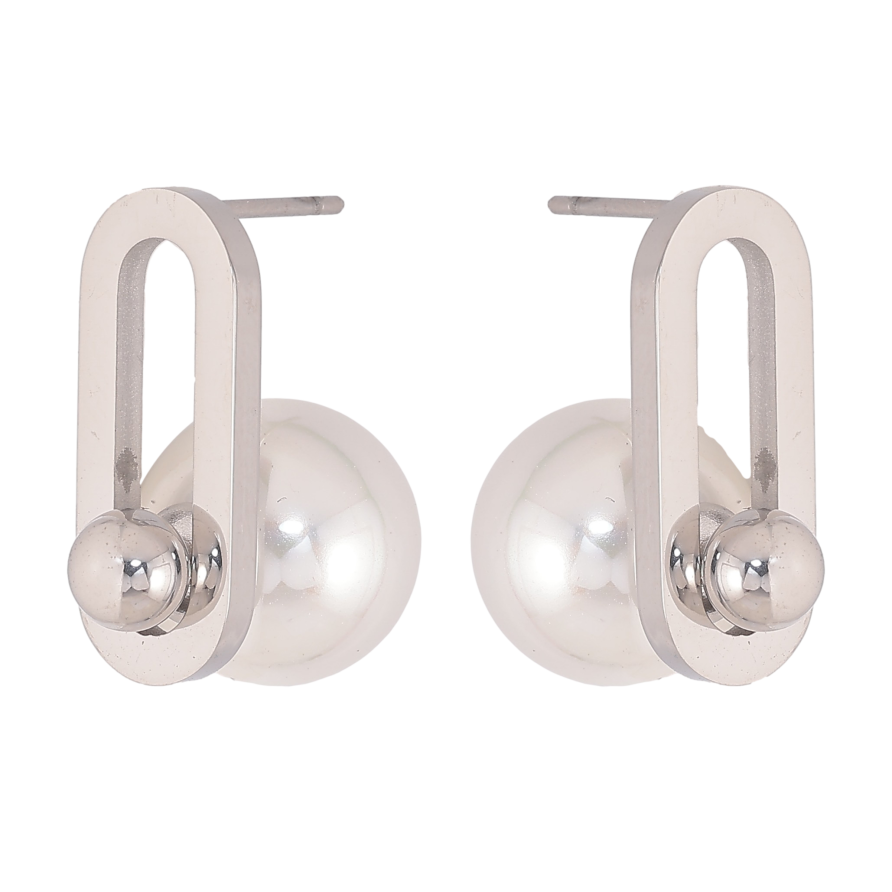 Сережки Нержавіюча сталь пусети "Візерунок з перлинами" фото №1