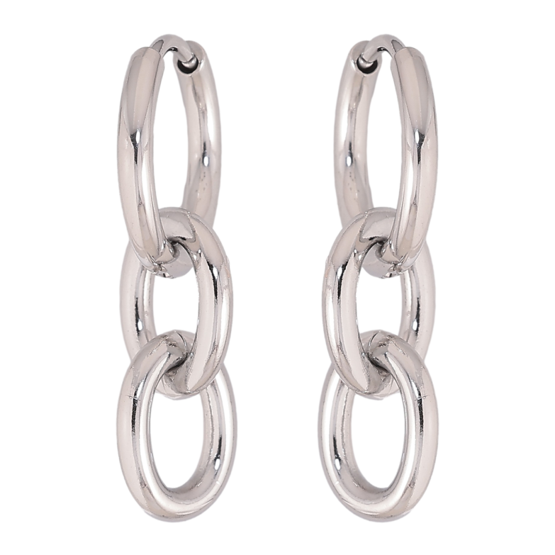 Сережки Нержавіюча сталь підвіски на колечках "Ланцюжки" 2 в 1 фото №1