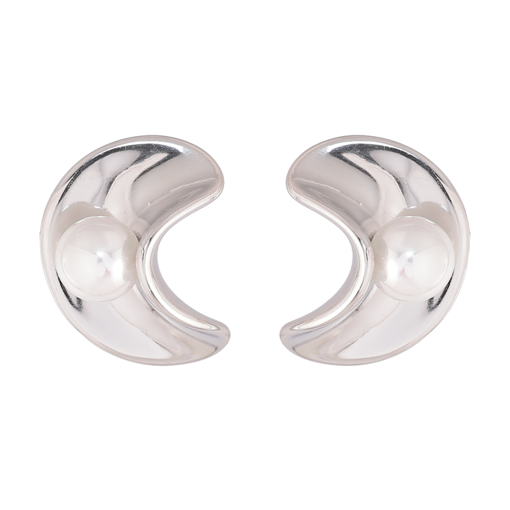 Сережки Нержавіюча сталь пусети "Візерунок з перлинами" фото №2