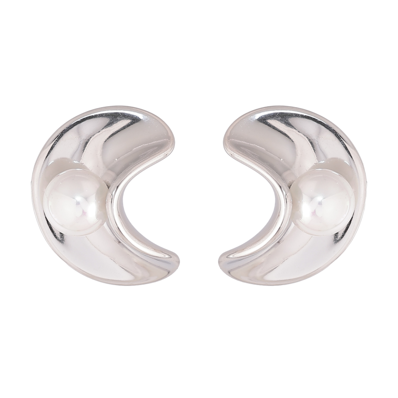 Сережки Нержавіюча сталь пусети "Візерунок з перлинами" фото №2