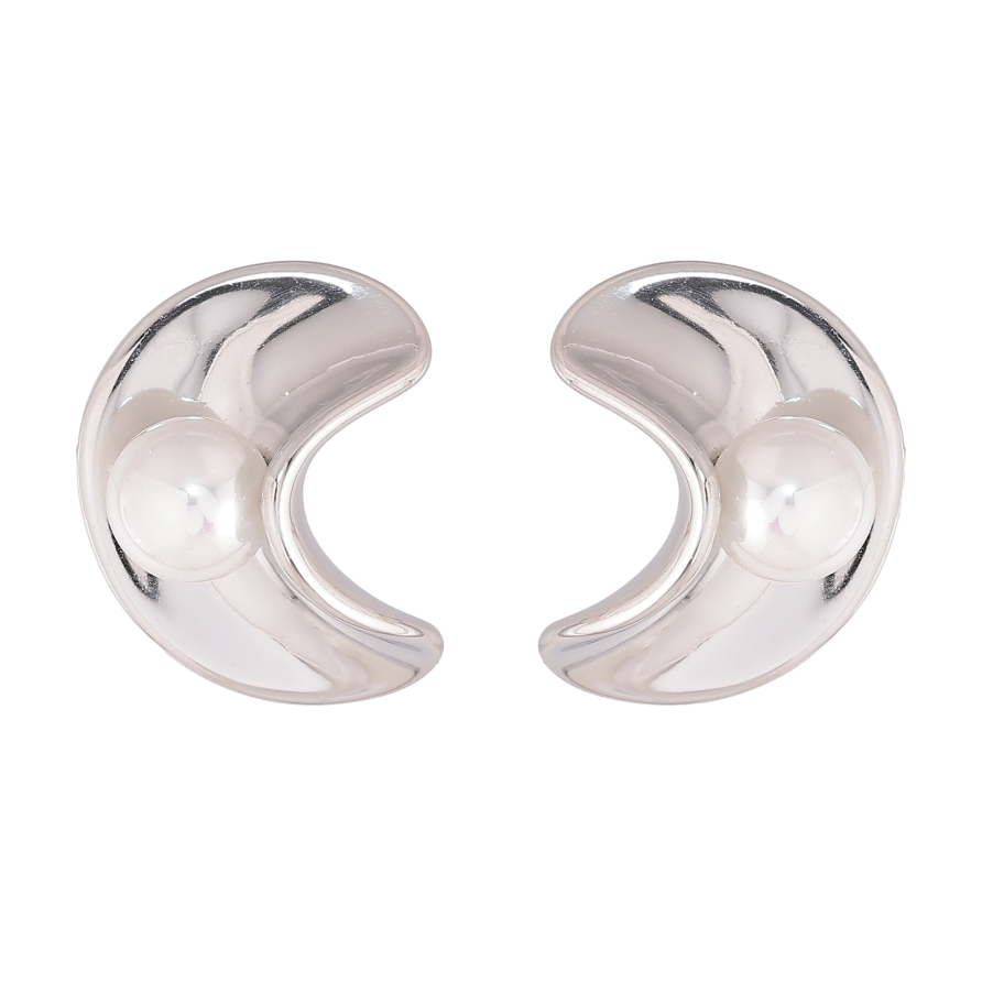 Сережки Нержавіюча сталь пусети "Візерунок з перлинами" фото №1