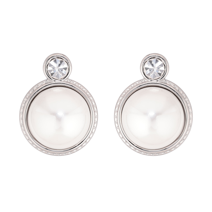 Серьги Нержавеющая сталь пусеты "Кристалл с жемчужиной" фото №19