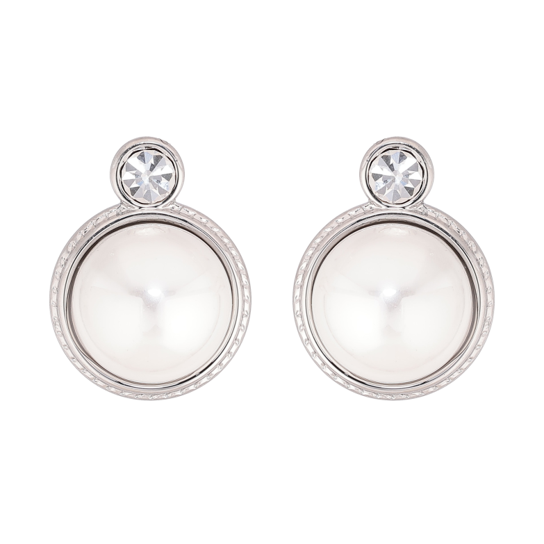 Серьги Нержавеющая сталь пусеты "Кристалл с жемчужиной" фото №21