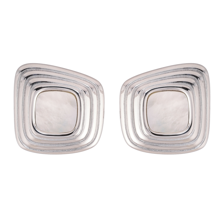 Серьги Нержавеющая сталь пусеты "Узор с перламутровыми вставками" фото №22