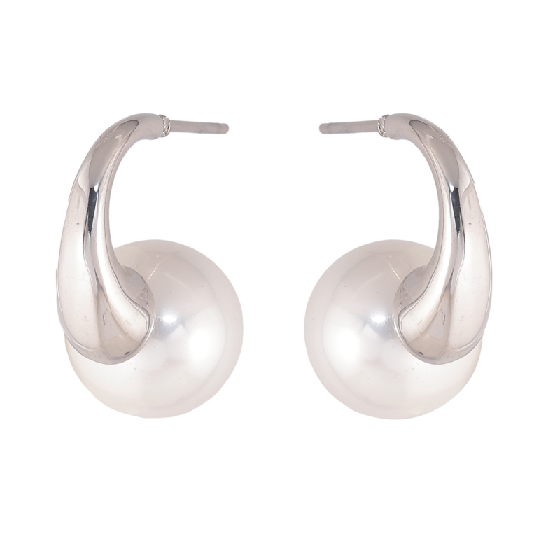 Сережки Нержавіюча сталь пусети "Дуги з перлинами" фото №13