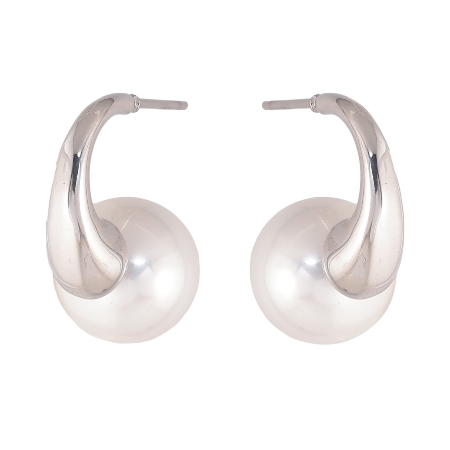 Сережки Нержавіюча сталь пусети "Дуги з перлинами" фото №1