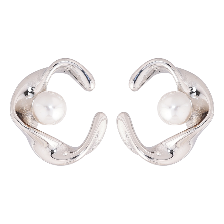 Сережки Нержавіюча сталь пусети "Візерунок з перлинами" фото №12