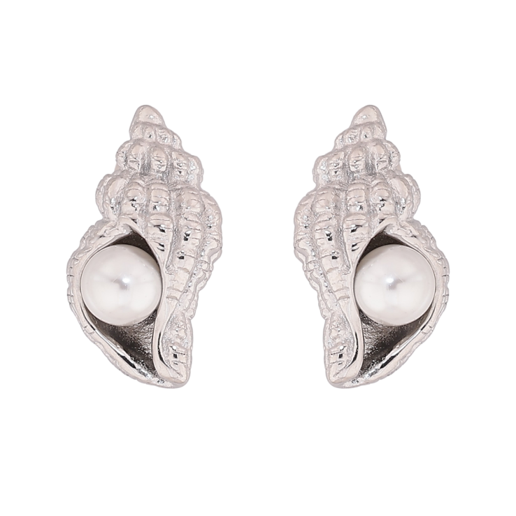 Серьги Нержавеющая сталь пусеты "Ракушки с жемчужинами" фото №15