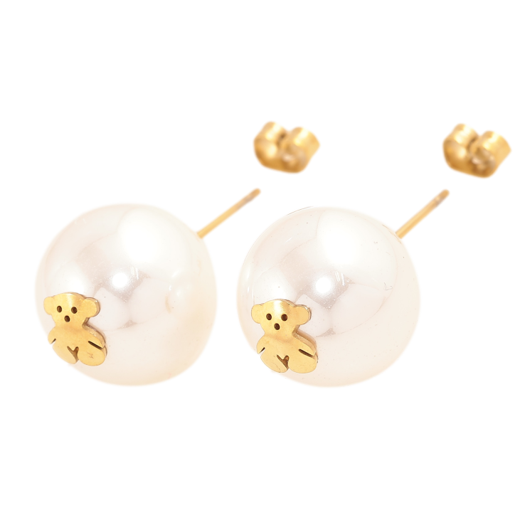 Сережки Нержавіюча сталь пусети "Перлини з ведмедиками" ø 14мм фото №16 Сережки Нержавіюча сталь пусети "Перлини з ведмедиками" ø 14мм фото №16