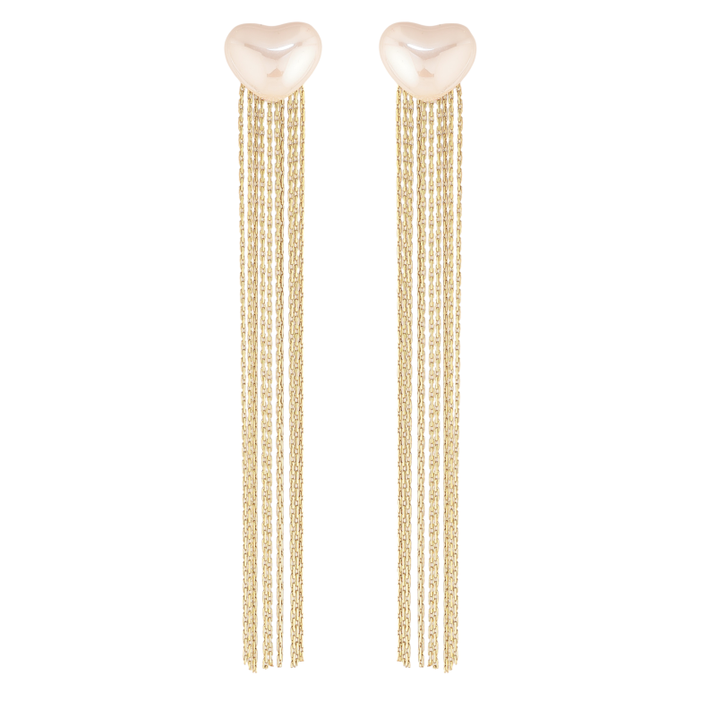 Сережки Нержавіюча сталь пусети "Перлинні серця з підвісками" фото №6