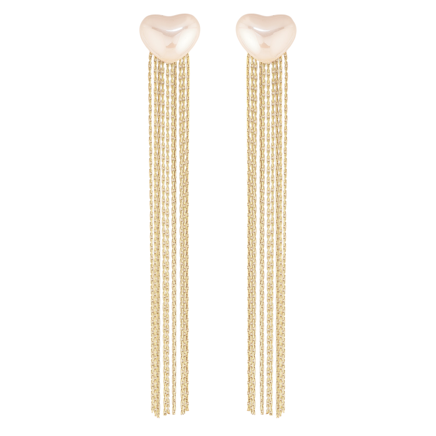 Серьги Нержавеющая сталь пусеты "Жемчужные сердечки с  подвесками" фото №1