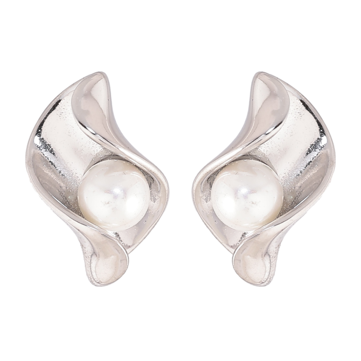 Серьги Нержавеющая сталь пусеты "Узор с жемчужинами" фото №17