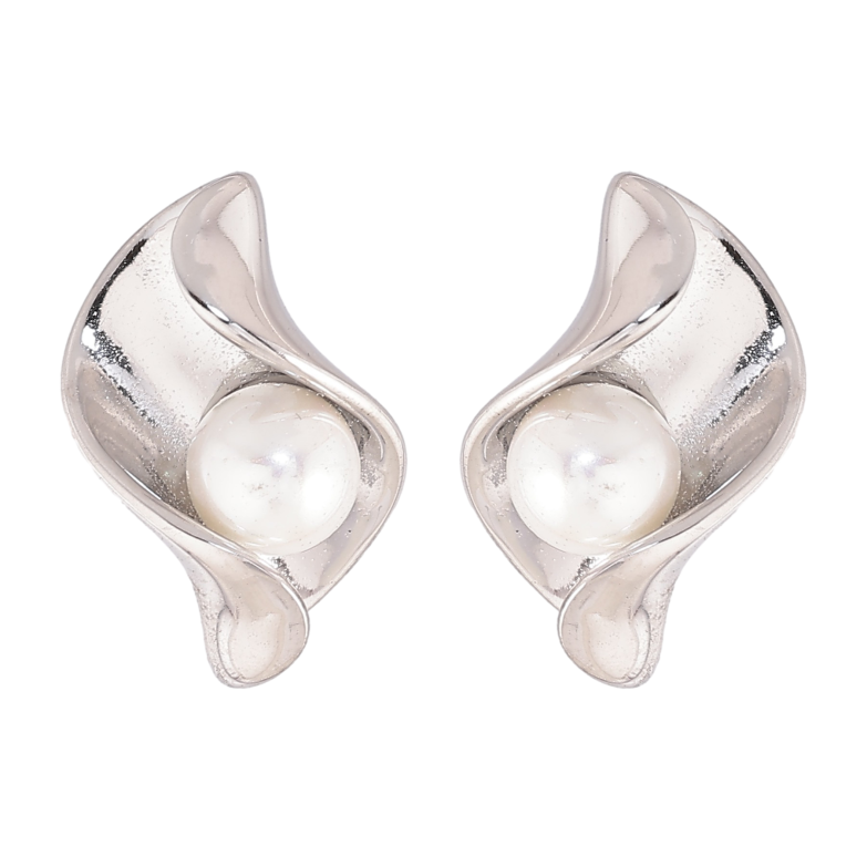 Серьги Нержавеющая сталь пусеты "Узор с жемчужинами" фото №13