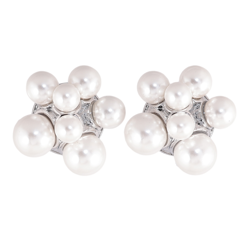 Сережки Нержавіюча сталь пусети "Візерунок з перлинами" фото №1