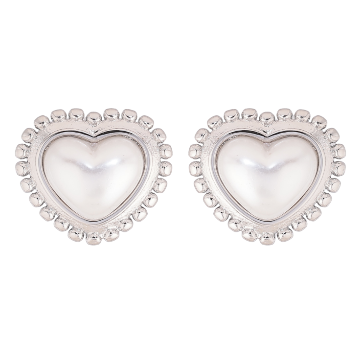 Сережки Нержавіюча сталь пусети "Перлинні серця" фото №6