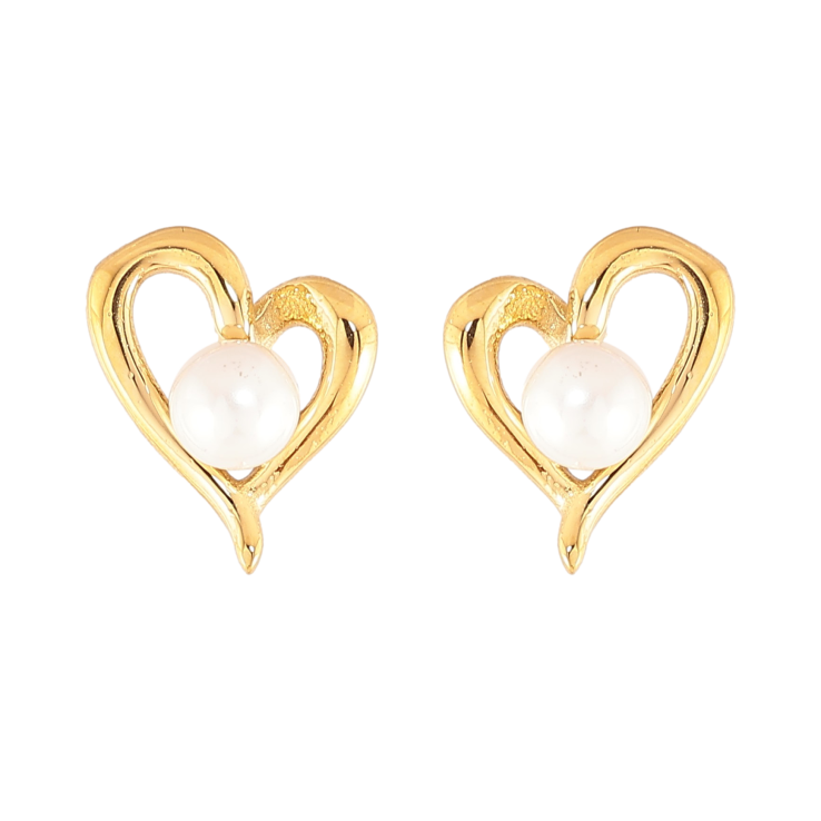 Сережки Нержавіюча сталь пусети "Сердечки з перлинами" фото №1