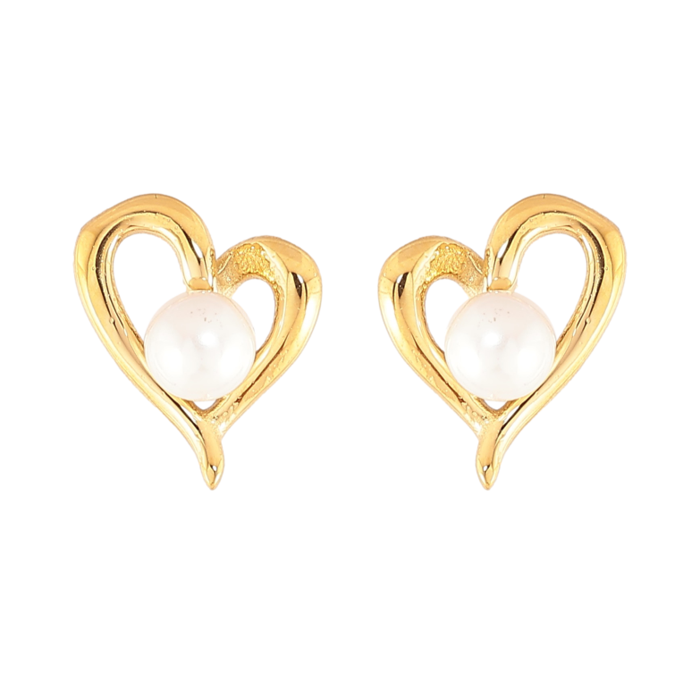 Сережки Нержавіюча сталь пусети "Сердечки з перлинами" фото №1 Сережки Нержавіюча сталь пусети "Сердечки з перлинами" фото №1