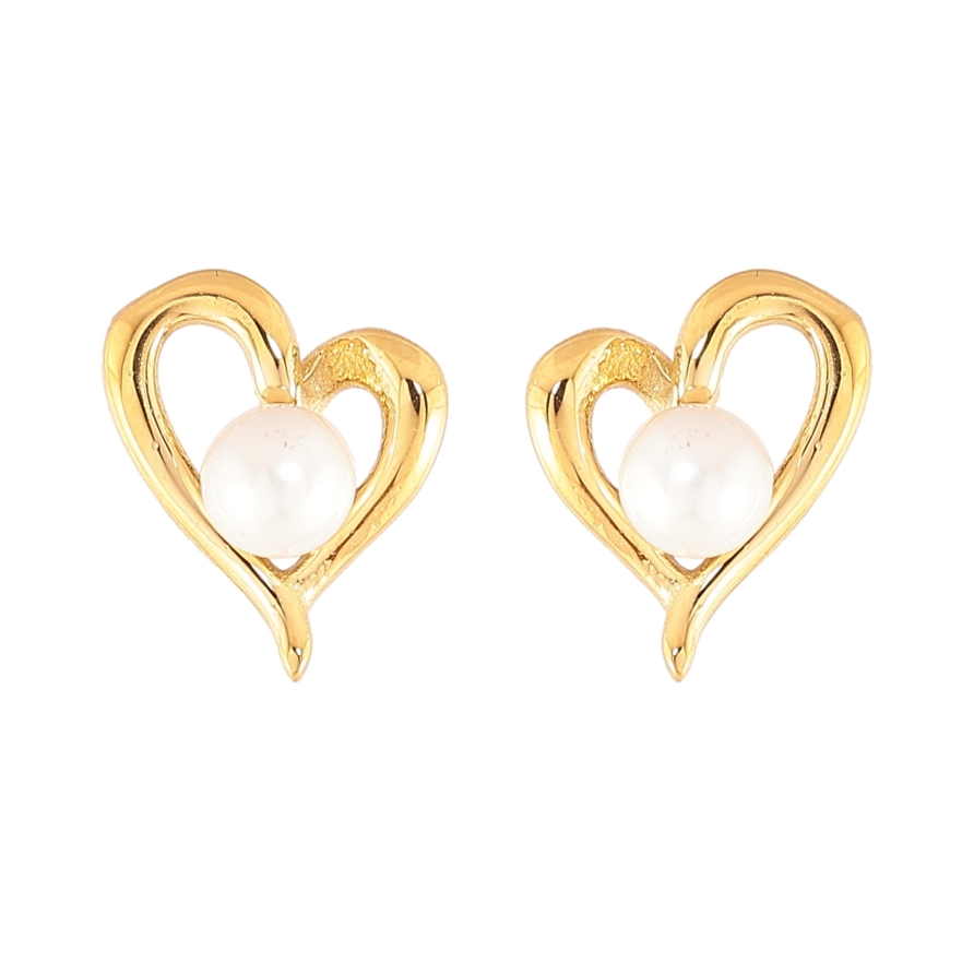 Сережки Нержавіюча сталь пусети "Сердечки з перлинами" фото №1 Сережки Нержавіюча сталь пусети "Сердечки з перлинами" фото №1