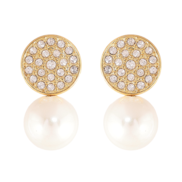 Сережки Нержавіюча сталь пусети "Коло з кристалами та перлинами" фото №11