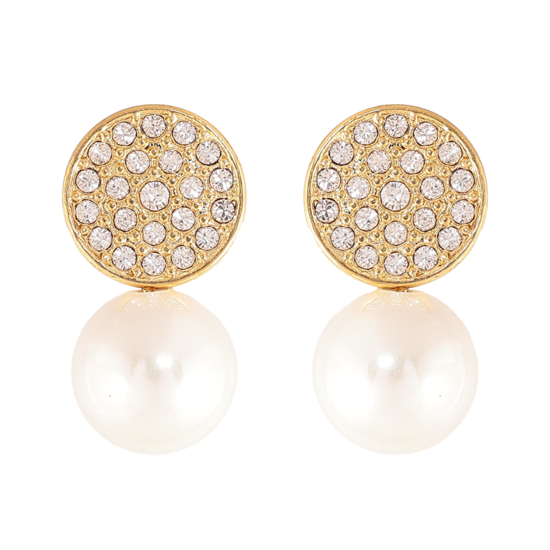 Сережки Нержавіюча сталь пусети "Коло з кристалами та перлинами" фото №15