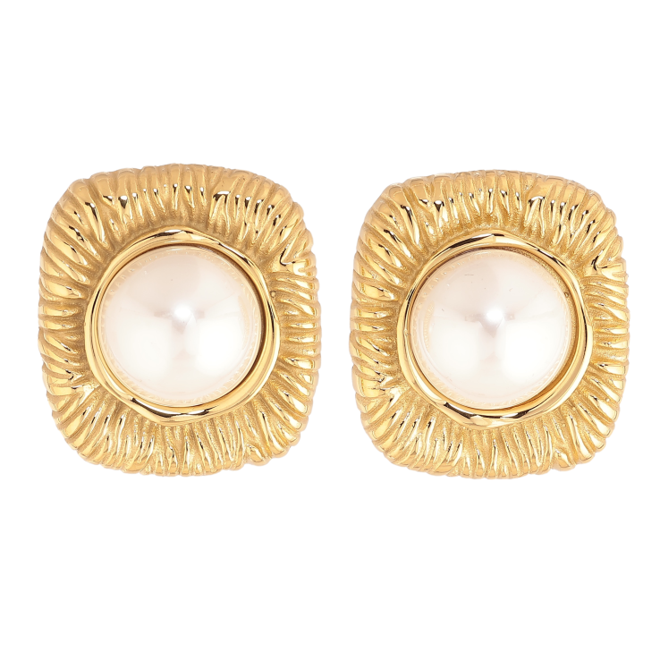 Сережки Нержавіюча сталь пусети "Візерунок з перлинами" фото №20 Сережки Нержавіюча сталь пусети "Візерунок з перлинами" фото №20