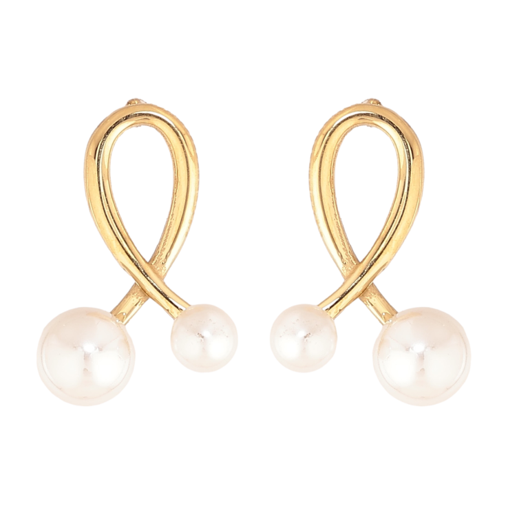 Сережки Нержавіюча сталь пусети "Петельки з перлинами" фото №13 Сережки Нержавіюча сталь пусети "Петельки з перлинами" фото №13