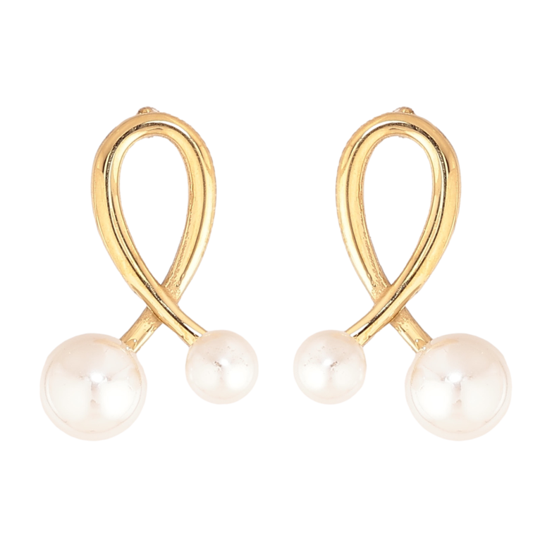 Сережки Нержавіюча сталь пусети "Петельки з перлинами" фото №1