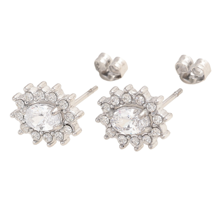 Сережки Нержавіюча сталь пусети "Кристальні квіточки" фото №1