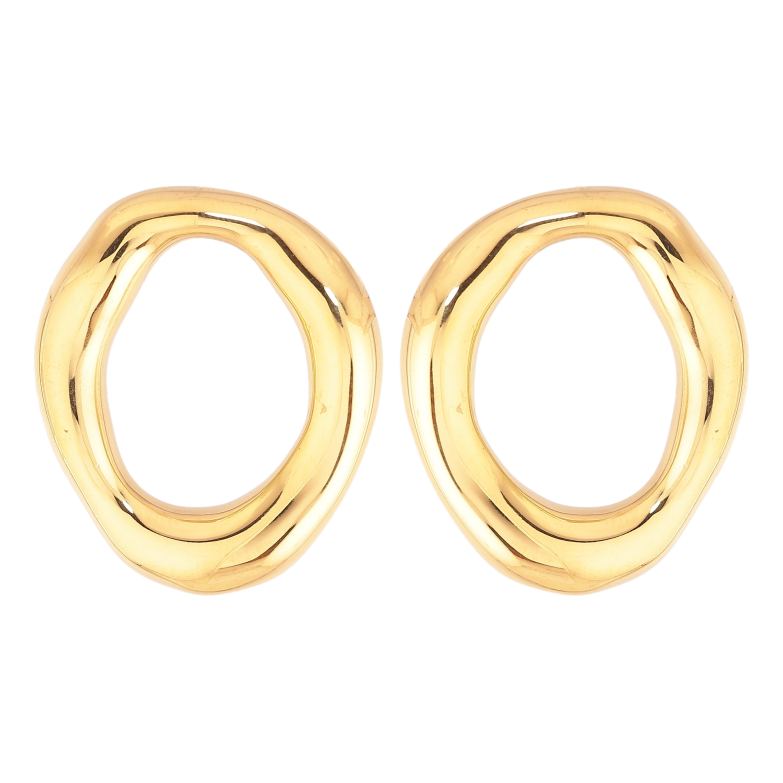 Серьги Нержавеющая сталь пусеты "Декоративные овалы" фото №1