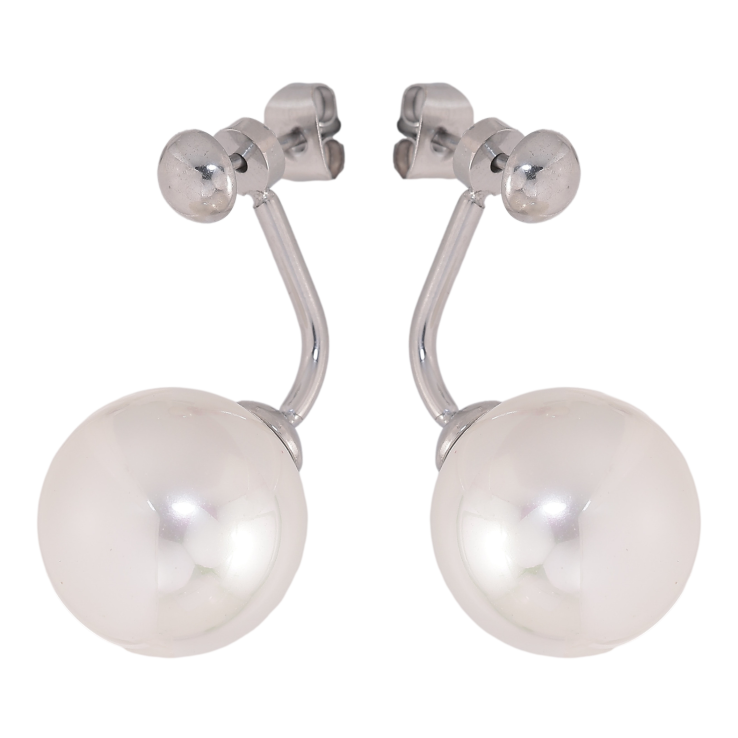 Серьги Нержавеющая сталь пусеты-джекеты "Жемчужины" 2 в 1, ø 5мм и 14мм фото №21