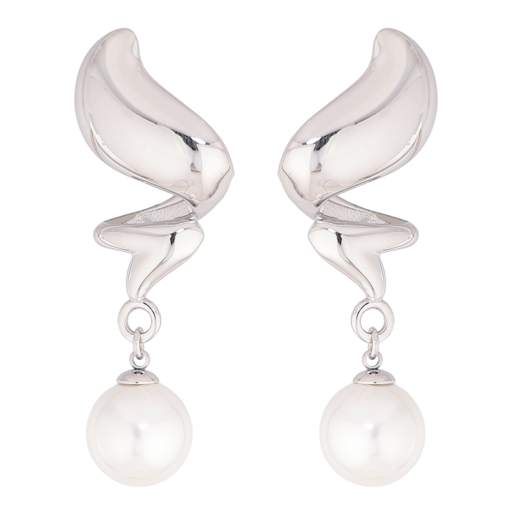 Серьги Нержавеющая сталь пусеты "Узор с жемчужинами" фото №7