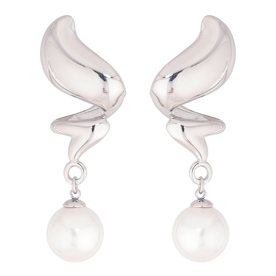 Серьги Нержавеющая сталь пусеты "Узор с жемчужинами" фото №1