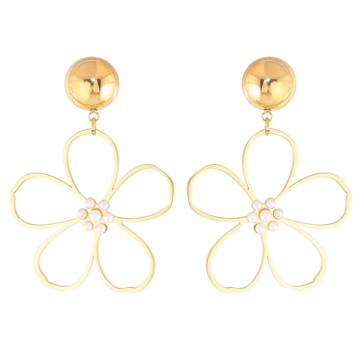 Сережки Нержавіюча сталь пусети "Квіткові підвіски" фото №22