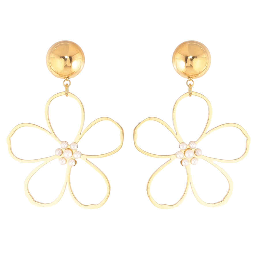 Сережки Нержавіюча сталь пусети "Квіткові підвіски" фото №1 Сережки Нержавіюча сталь пусети "Квіткові підвіски" фото №1