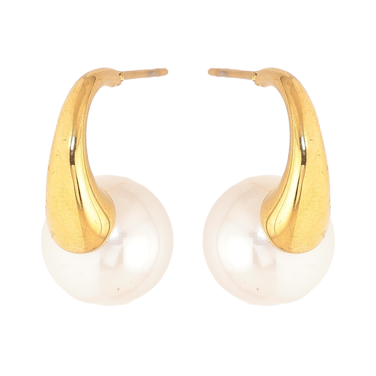 Сережки Нержавіюча сталь пусети "Дуги з перлинами" ø 12мм фото №24