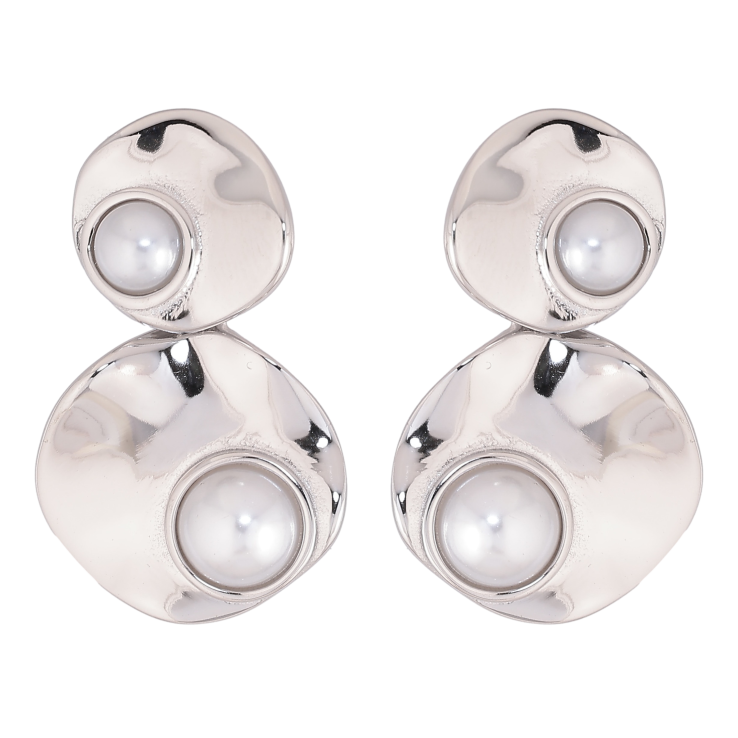 Серьги Нержавеющая сталь пусеты "Подвески с жемчужными вставками" фото №18