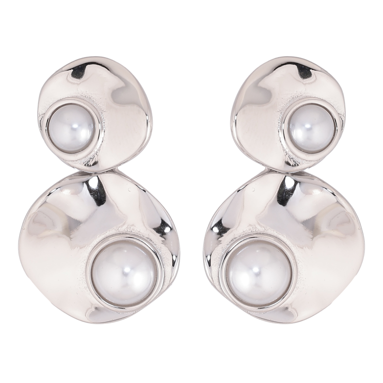 Серьги Нержавеющая сталь пусеты "Подвески с жемчужными вставками" фото №1