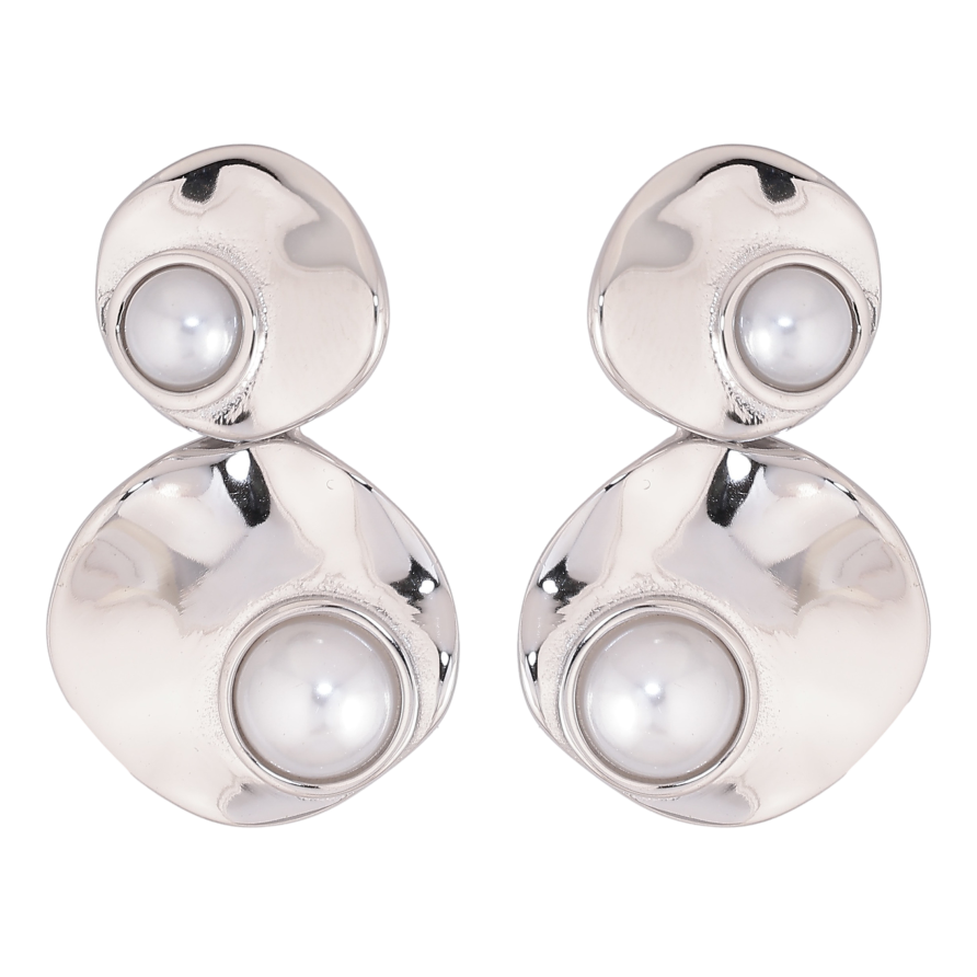 Серьги Нержавеющая сталь пусеты "Подвески с жемчужными вставками" фото №1