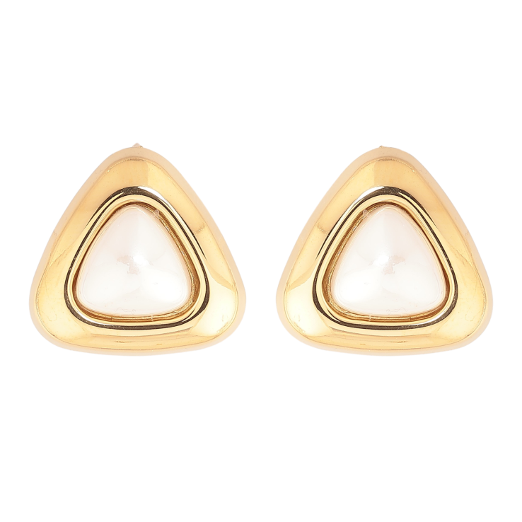 Сережки Нержавіюча сталь пусети "Трикутники з перлинними вставками" фото №19