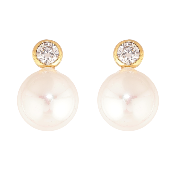 Сережки Нержавіюча сталь пусети "Кристали з перлинами" фото №25