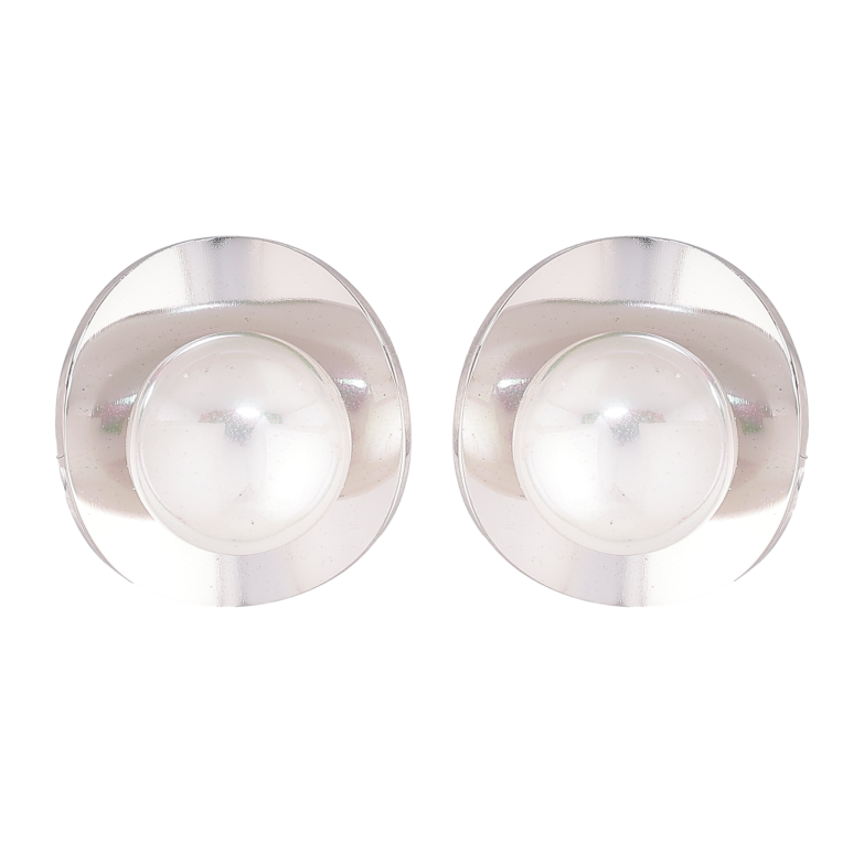 Серьги Нержавеющая сталь пусеты "Узор с жемчужинами" фото №1