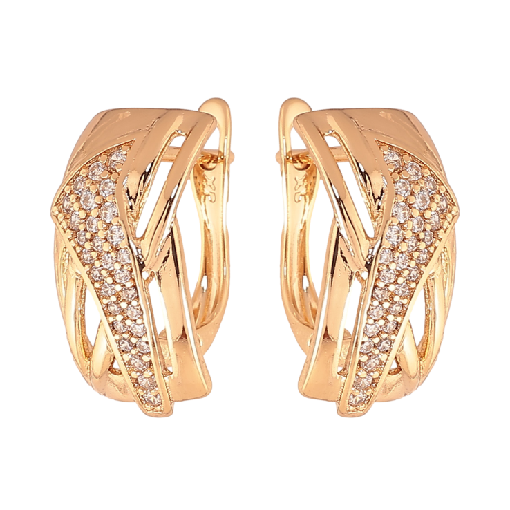 Серьги Xuping цвет позолота 18K английский замок узор с кристаллами фото №7